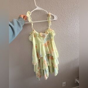 Wild Fable Layered Floral Dress - Light Green and Peach